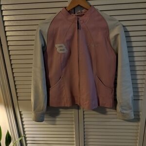 NASCAR leather Pink and white jacket
